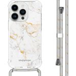 iMoshion Design hoesje met koord iPhone 14 Pro - White Marble
