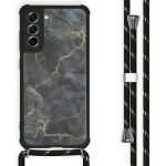iMoshion Design hoesje met koord Samsung Galaxy S21 FE - Black Marble