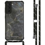 iMoshion Design Backcover met koord Samsung Galaxy S21 - Black Marble