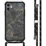 iMoshion Design Backcover met koord iPhone 11 - Black Marble