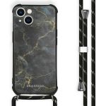 iMoshion Design hoesje met koord iPhone 13 - Black Marble