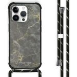 iMoshion Design hoesje met koord iPhone 14 Pro - Black Marble