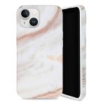 Selencia Aurora Fashion Backcover iPhone 15 - Duurzaam hoesje - 100% gerecycled - Wit Marmer