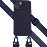 Selencia Siliconen hoesje met afneembaar koord iPhone 15 - Donkerblauw