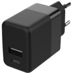 Accezz Wall Charger iPhone 12 Pro - Oplader - USB-C en USB aansluiting - Power Delivery - 20 Watt - Zwart