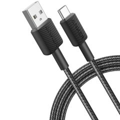 Anker 322 USB-A naar USB-C kabel - Gevlochten nylon - 1,8 meter - Zwart