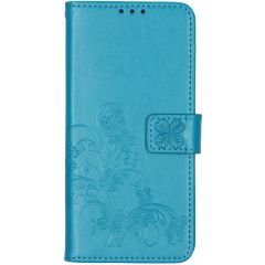 Klavertje Bloemen Booktype Xiaomi Redmi Note 8 / Note 8 (2021) - Turquoise