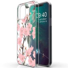iMoshion Design hoesje iPhone 12 (Pro) - Bloem - Roze / Groen