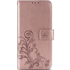 Klavertje Bloemen Booktype Samsung Galaxy A42 - Rosé Goud