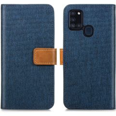 iMoshion Luxe Canvas Booktype Samsung Galaxy A21s - Donkerblauw