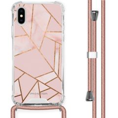 iMoshion Design hoesje met koord iPhone X / Xs - Grafisch Koper - Roze / Goud