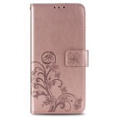 Klavertje Bloemen Booktype Samsung Galaxy A41 - Rosé Goud