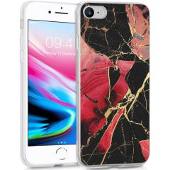 iMoshion Design hoesje iPhone SE (2020) / 8 / 7 / 6s - Marmer - Rood