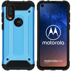 iMoshion Rugged Xtreme Backcover Motorola One Vision - Lichtblauw