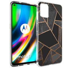 iMoshion Design hoesje Motorola Moto G9 Plus - Grafisch Koper / Zwart