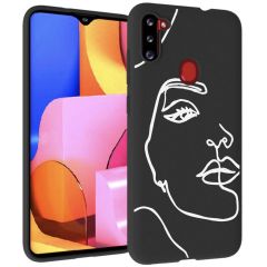 iMoshion Design hoesje Galaxy M11 / A11 - Abstract Gezicht - Wit