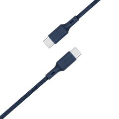 Just Green USB-C naar USB-C kabel - Recyclebaar - Gevlochten katoen - 3A - 2 meter - Blauw