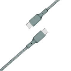 Just Green USB-C naar USB-C kabel - Recyclebaar - Gevlochten katoen - 3A - 2 meter - Groen