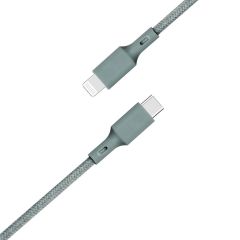 Just Green USB-C naar Lightning kabel - Recyclebaar - Gevlochten katoen - MFi certificering - 3A - 2 meter - Groen