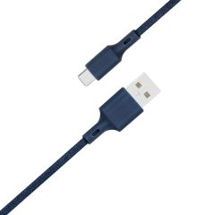 Just Green Micro-USB naar USB kabel - Recyclebaar - Gevlochten katoen - 2.1A - 2 meter - Blauw