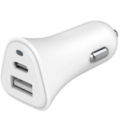 Just Green Dual Car Charger - Recyclebaar - Autolader - USB-C & USB-A - Power Delivery - 37W - Wit