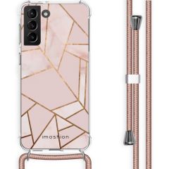 iMoshion Design hoesje met koord voor Samsung Galaxy S21 Plus - Grafisch Koper - Roze / Goud
