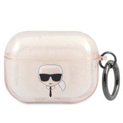 Karl Lagerfeld Karl's Head Silicone Glitter Case Apple AirPods Pro - Goud