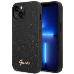 Guess Glitter Flakes Backcover iPhone 14 - Zwart