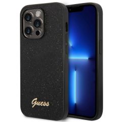 Guess Glitter Flakes Backcover iPhone 14 Pro Max - Zwart