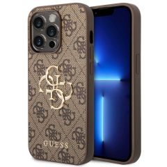 Guess 4G Metal Logo Backcover iPhone 14 Pro - Bruin