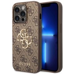 Guess 4G Metal Logo Backcover iPhone 14 Pro Max - Bruin