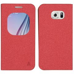 Anymode View Flip Booktype met venster Galaxy S6 - Rood