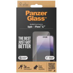 PanzerGlass Ultra-Wide Fit Anti-Bacterial Screenprotector incl. applicator iPhone 15 Plus