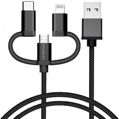 iMoshion Braided 3in1 kabel - 1,5 meter -Micro-USB, USB-C & Lightning