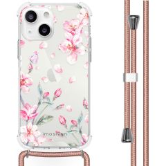 iMoshion Design hoesje met koord iPhone 13 - Bloem - Roze