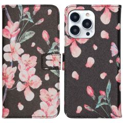 iMoshion Design Softcase Bookcase iPhone 13 Pro - Blossom Black