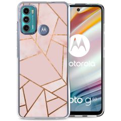 iMoshion Design hoesje Motorola Moto G60 - Grafisch Koper - Roze / Goud