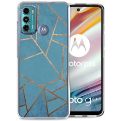 iMoshion Design hoesje Motorola Moto G60 - Grafisch Koper - Blauw / Goud