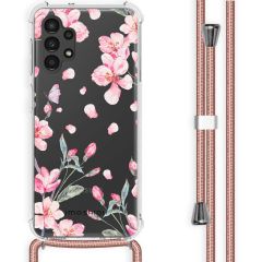 iMoshion Design hoesje met koord Samsung Galaxy A13 (4G) - Bloem - Roze