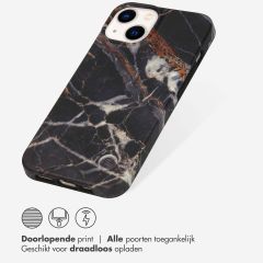 Selencia Aurora Fashion Backcover iPhone 14 - Duurzaam hoesje - 100% gerecycled - Zwart Marmer