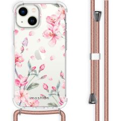 iMoshion Design hoesje met koord iPhone 14 - Bloem - Roze