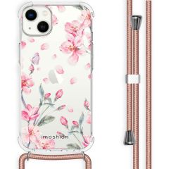 iMoshion Design hoesje met koord iPhone 14 Plus - Bloem - Roze
