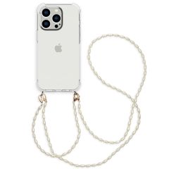 iMoshion Backcover met koord + armband - Parels iPhone 14 Pro - Transparent
