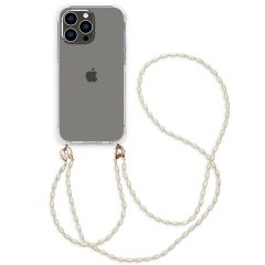iMoshion Backcover met koord + armband - Parels iPhone 14 Pro Max - Transparent
