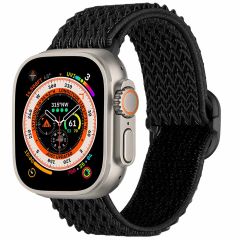 iMoshion Elastisch nylon bandje Apple Watch Series 1-8 / SE / Ultra - 42/44/45/49 mm - Zwart