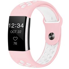 iMoshion Siliconen sport bandje Fitbit Charge 2 - Roze / Wit