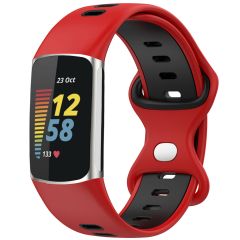 iMoshion Siliconen sport bandje Fitbit Charge 5 - Rood / Zwart