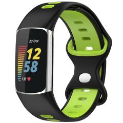 iMoshion Siliconen sport bandje Fitbit Charge 5 - Zwart / Groen