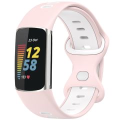 iMoshion Siliconen sport bandje Fitbit Charge 5 - Roze / Wit
