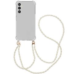 iMoshion Backcover met koord + armband - Parels Samsung Galaxy A34 (5G) - Transparant